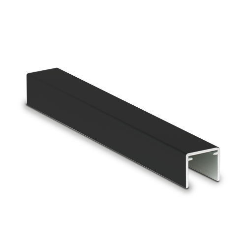 Handleuning U-profiel 30x28x2mm L=5000mm, aluminium zwart geanodiseerd