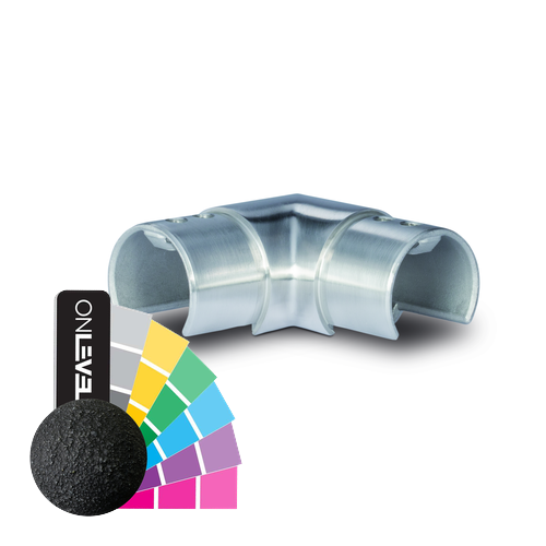 Hoek verbinder 90° horizontaal voor glashandreling Ø42.4x1.5mm, rvs 316 RAL structuur