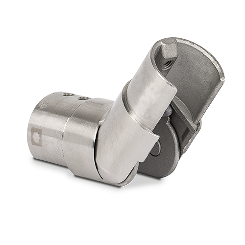 Hoek verbinder verstelbaar naar boven voor glashandreling Ø42.4x1.5mm, rvs 316 geborsteld