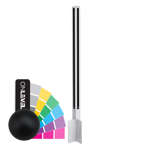GUARDIAN OF THE UNIVERSE hoekstaander zijkant gesloten 58x58mm H=1400mm glas 10-10.76mm, aluminium RAL mat